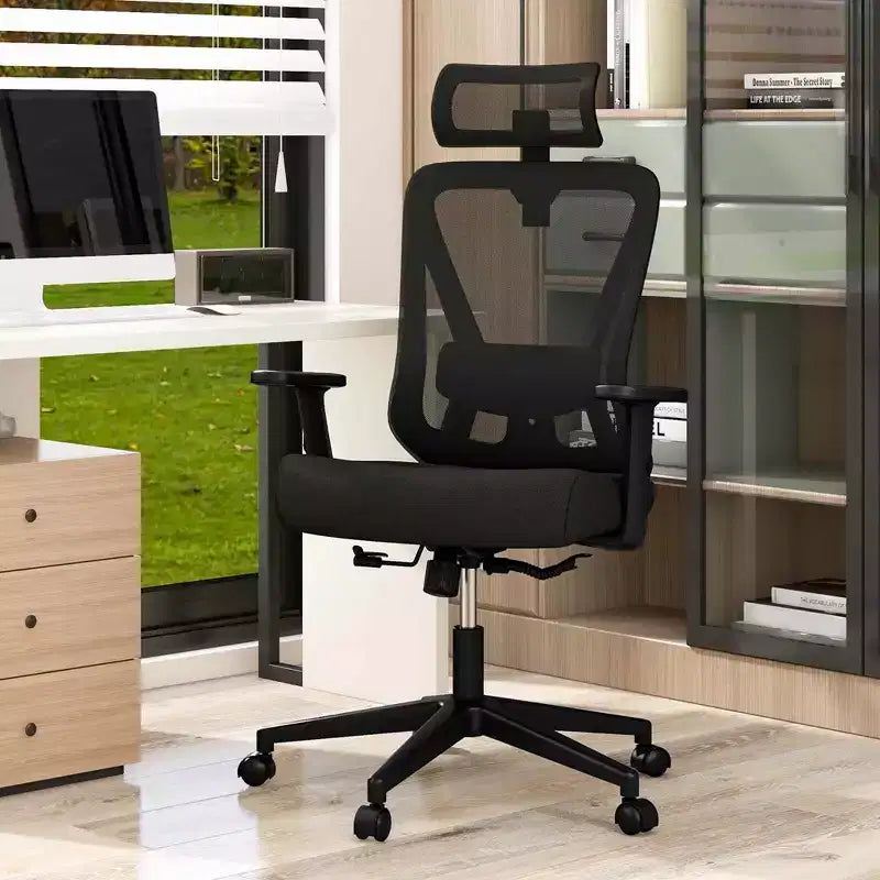 Costway Sedia da Ufficio Ergonomica con Supporto Lombare Regolabile Funzione Inclinazione Poggiatesta, Nera