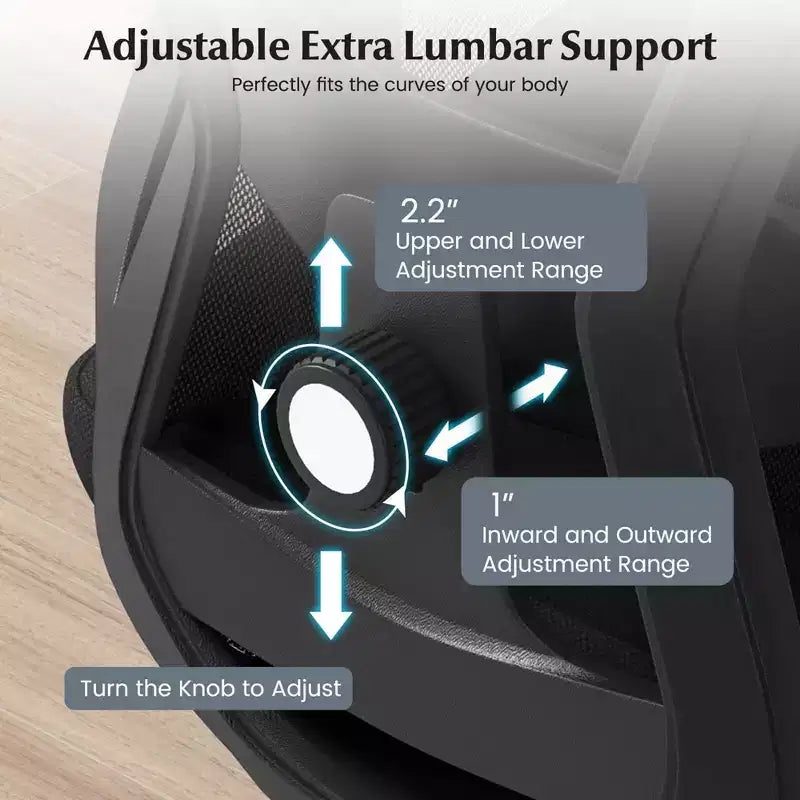 Costway Sedia da Ufficio Ergonomica con Supporto Lombare Regolabile Funzione Inclinazione Poggiatesta, Nera