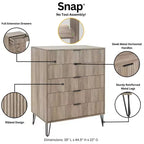 Manhattan Comfort Dumbo Set Comò Moderno a 5 Cassetti e Comodino a 2 Cassetti, 2 Pezzi