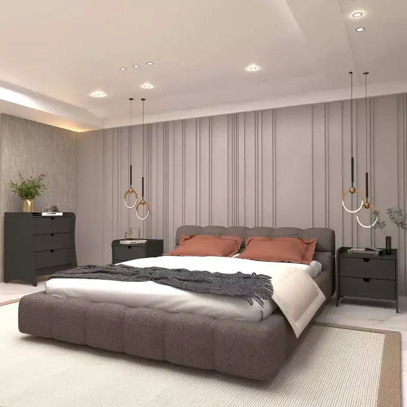 Set camera da letto Manhattan Comfort Coney con comò e comodino (3 pz.)