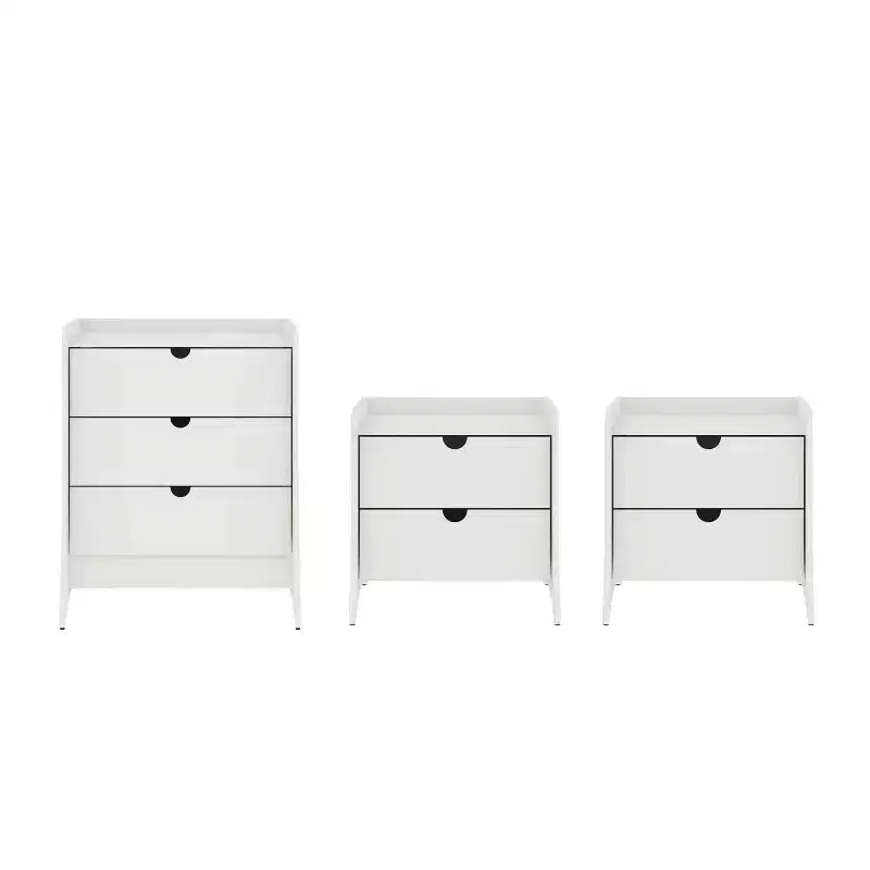 Manhattan Comfort 3pc Coney Dresser and Nightstand Bedroom Set