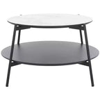 Alexy Round Coffee Table - White Marble/Black - Safavieh
