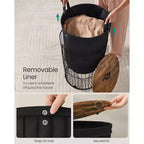 SONGMICS Cesto Portabiancheria con Coperchio, Cesto Portabiancheria Rotondo da 95 Litri, Versatile con Fodera in Tessuto Rimovibile, per Lavanderia, Camera da Letto, Soggiorno