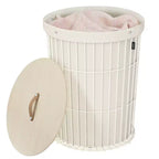 SONGMICS Cesto Portabiancheria con Coperchio, Cesto Portabiancheria Rotondo da 95 Litri, Versatile con Fodera in Tessuto Rimovibile, per Lavanderia, Camera da Letto, Soggiorno