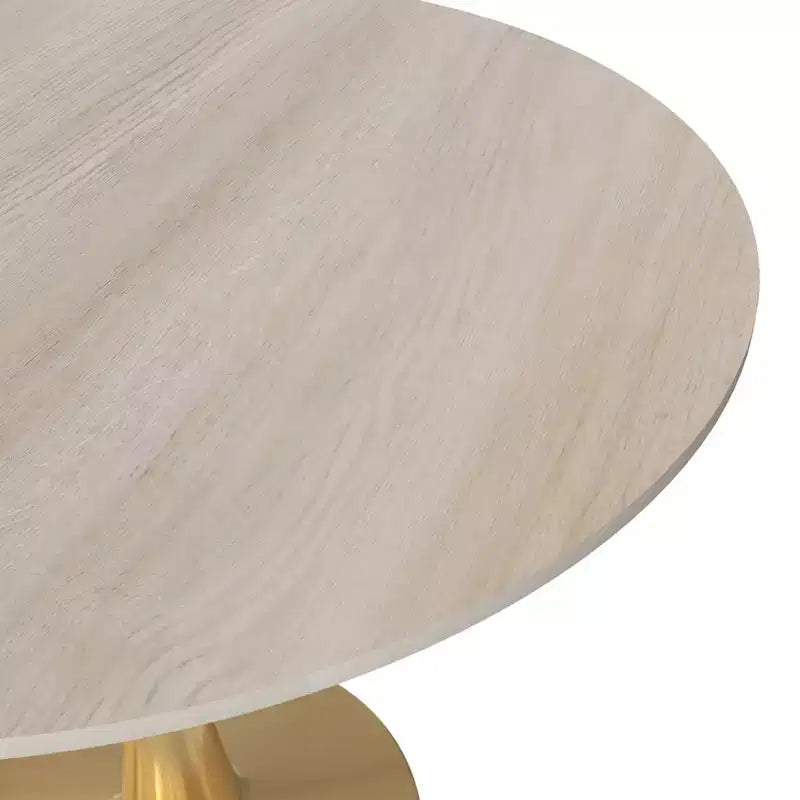 LeisureMod Bristol Tavolo da pranzo rotondo da 31 pollici con piano in pietra sinterizzata e robusta base a piedistallo in acciaio color oro per cucina e piccoli spazi