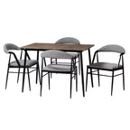 Set da pranzo Baxton Studio Orrin moderno industriale 5 pezzi in tessuto grigio e metallo
