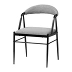 Set da pranzo Baxton Studio Orrin moderno industriale 5 pezzi in tessuto grigio e metallo
