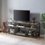 Mobile TV VECELO da 65 pollici, Centro Intrattenimento con Ripiani e Ganci, Tavolo Console Moderno a 3 Livelli in Legno