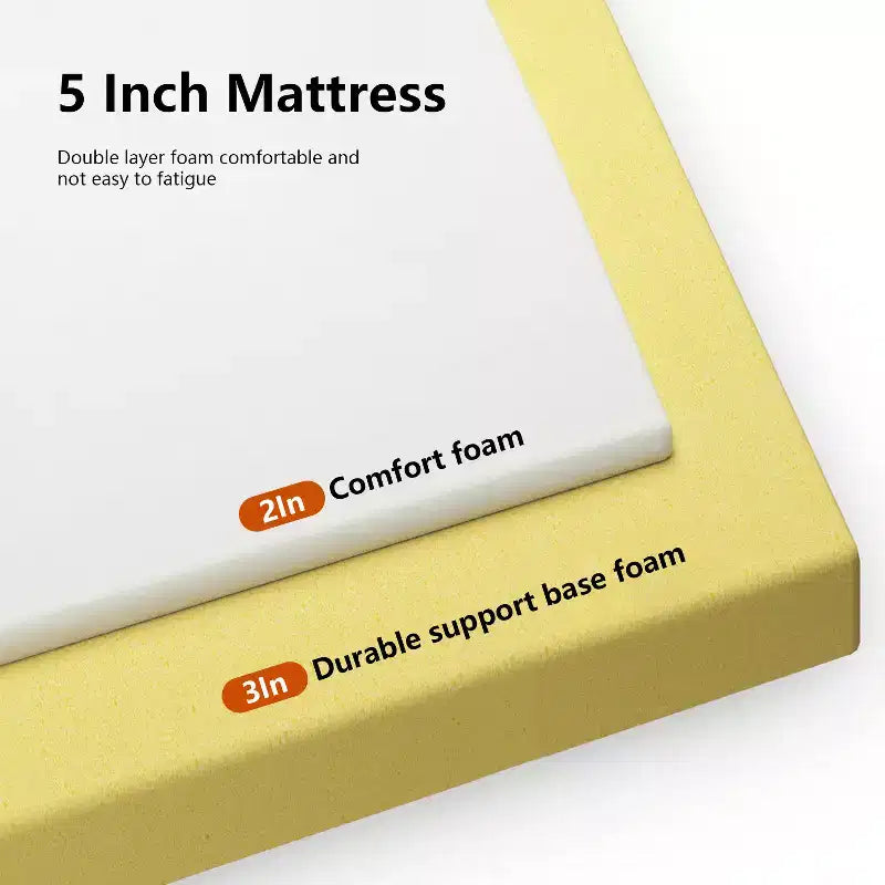 FDW Materasso in Memory Foam da 5 Pollici, Durezza Media, Certificato CertiPUR-US, Materasso in Scatola, Antidecubito, Senza Fibra di Vetro, Bianco