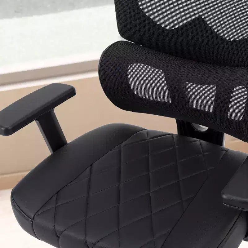 Sedia da ufficio ergonomica VECELO girevole con schienale alto in rete, poggiatesta e braccioli regolabili, supporto lombare per dirigenti/scrivania computer/lavoro, nera