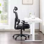 Sedia da ufficio ergonomica VECELO girevole con schienale alto in rete, poggiatesta e braccioli regolabili, supporto lombare per dirigenti/scrivania computer/lavoro, nera