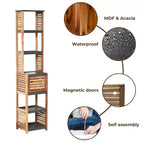Evideco Articoli per la casa francesi Mobiletto da bagno per riporre la biancheria, torre, elementi in acacia - Legno grigio