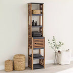 Evideco Articoli per la casa francesi Mobiletto da bagno per riporre la biancheria, torre, elementi in acacia - Legno grigio