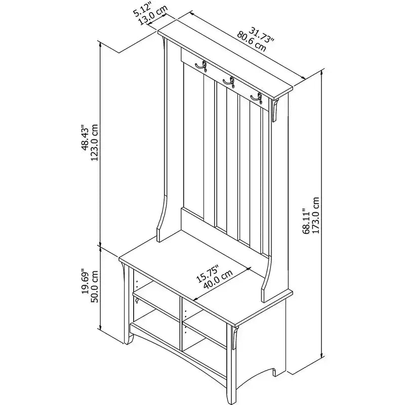 Salinas Hall Tree con Panca Contenitore - Bush Furniture