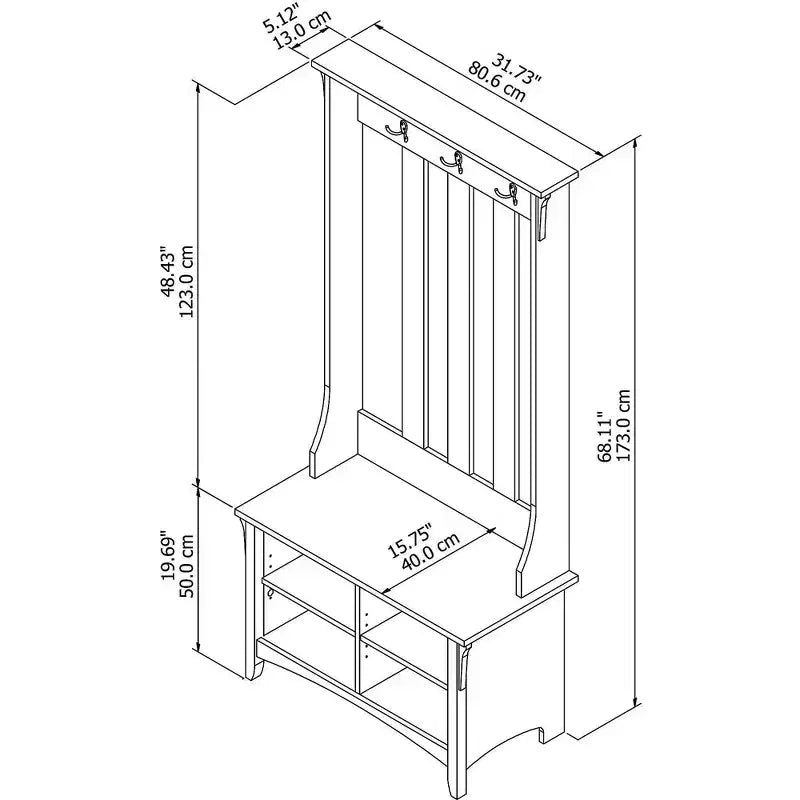 Salinas Hall Tree con Panca Contenitore - Bush Furniture