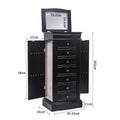 Jewelry Armoire with Mirror, 7 Drawers & 24 Necklace Hooks, 2 Side Swing Doors