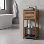 Evideco Articoli per la casa francesi Mobiletto da pavimento per riporre la biancheria del bagno Elementi in acacia - Legno grigio