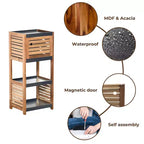 Evideco Articoli per la casa francesi Mobiletto da pavimento per riporre la biancheria del bagno Elementi in acacia - Legno grigio
