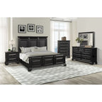 Set camera da letto tradizionale in legno nero vintage, 6 pezzi
