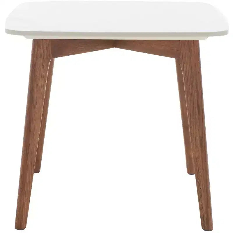 Karina Square End Table - ACC8102A - White Ceramic Faux Marble/Walnut - Safavieh
