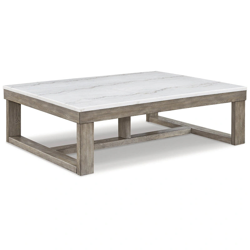 Tavolino rettangolare Signature Design grigio/avorio - 56 pollici di larghezza x 42 pollici di profondità x 17 pollici di altezza