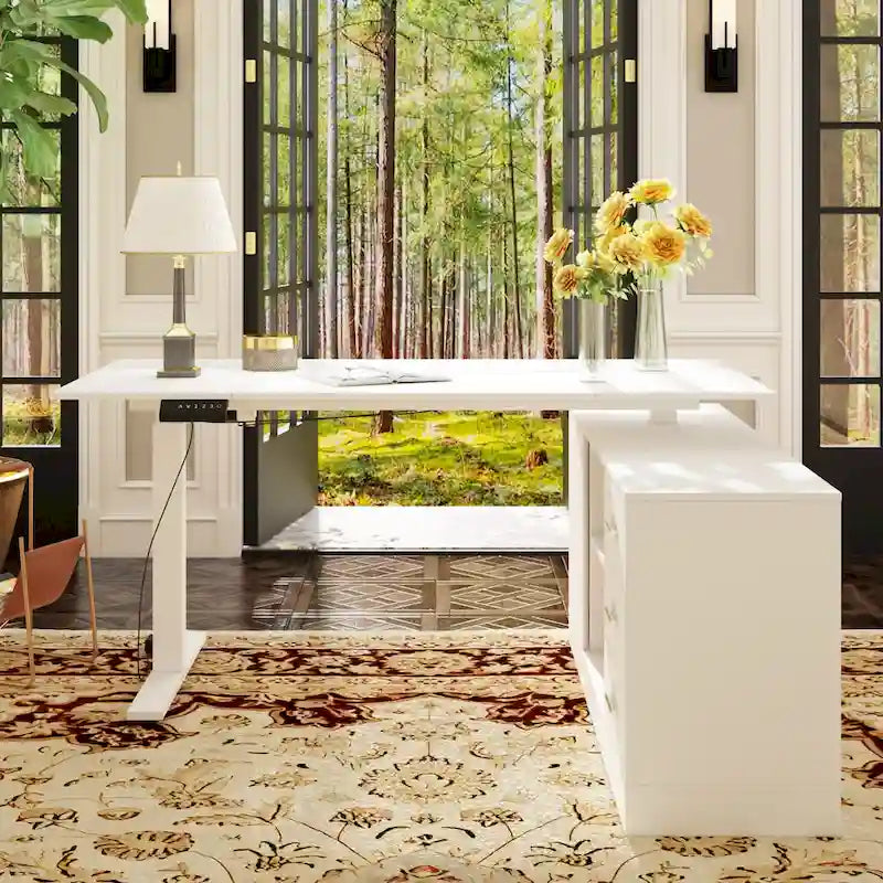 Office Solution: 63 Standing Desk Electric Lift Computer Desk White