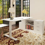 Office Solution: 63 Scrivania regolabile in altezza elettrica da computer, colore bianco