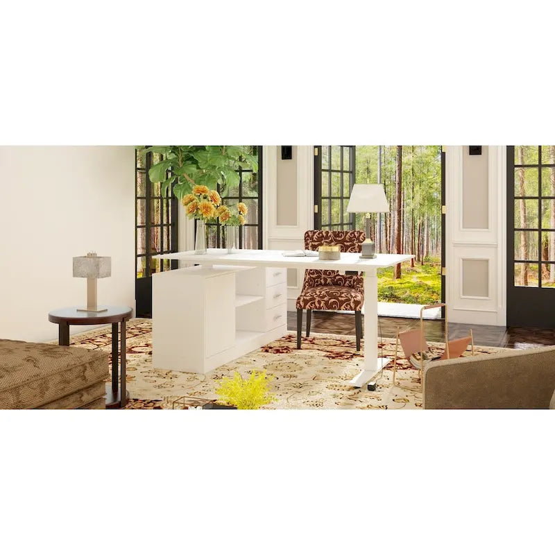 Office Solution: 63 Scrivania regolabile in altezza elettrica da computer, colore bianco