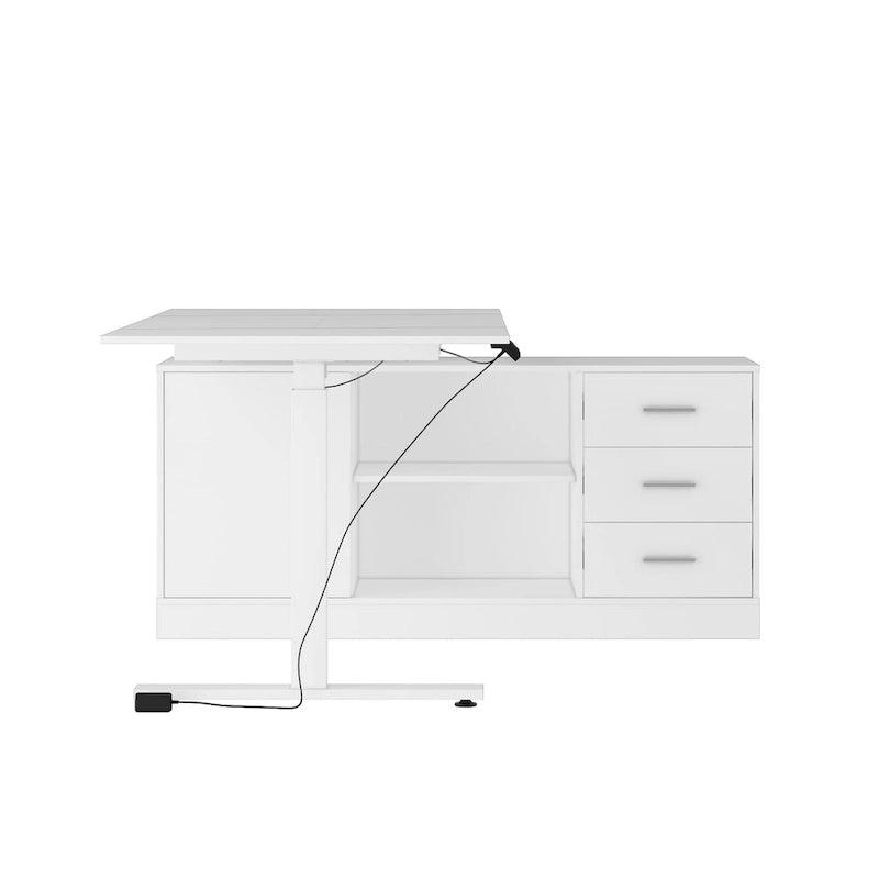 Office Solution: 63 Scrivania regolabile in altezza elettrica da computer, colore bianco