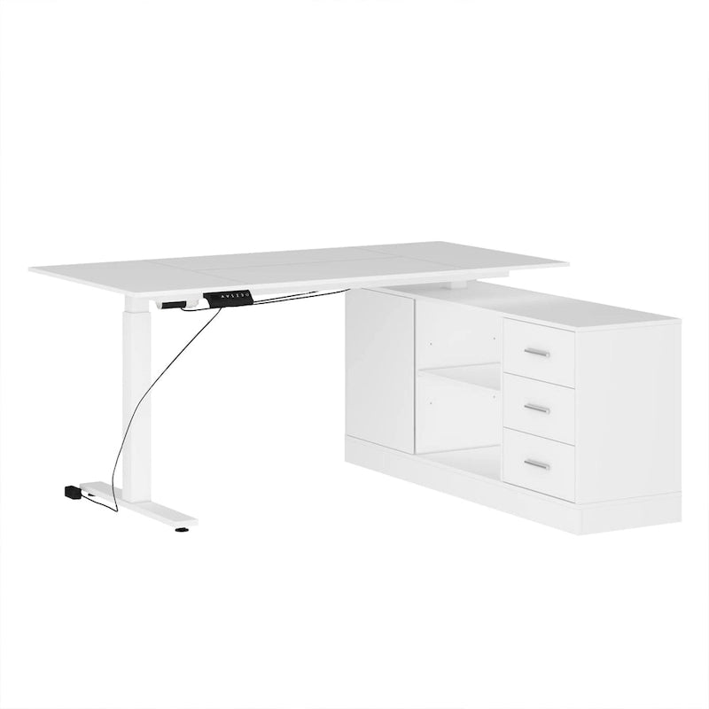 Office Solution: 63 Scrivania regolabile in altezza elettrica da computer, colore bianco