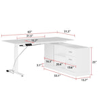 Office Solution: 63 Scrivania regolabile in altezza elettrica da computer, colore bianco
