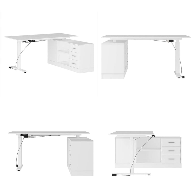 Office Solution: 63 Scrivania regolabile in altezza elettrica da computer, colore bianco