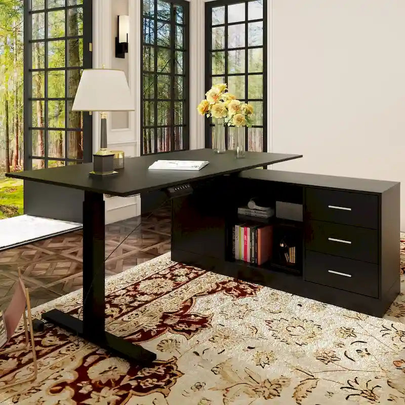 Office Solution: 63 Scrivania regolabile in altezza elettrica da computer, colore bianco