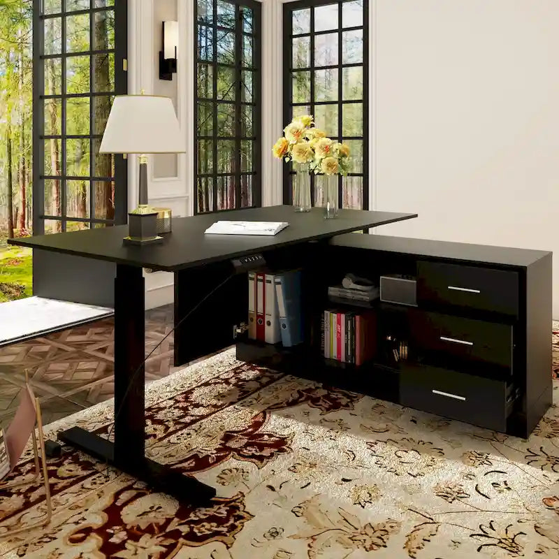 Office Solution: 63 Scrivania regolabile in altezza elettrica da computer, colore bianco