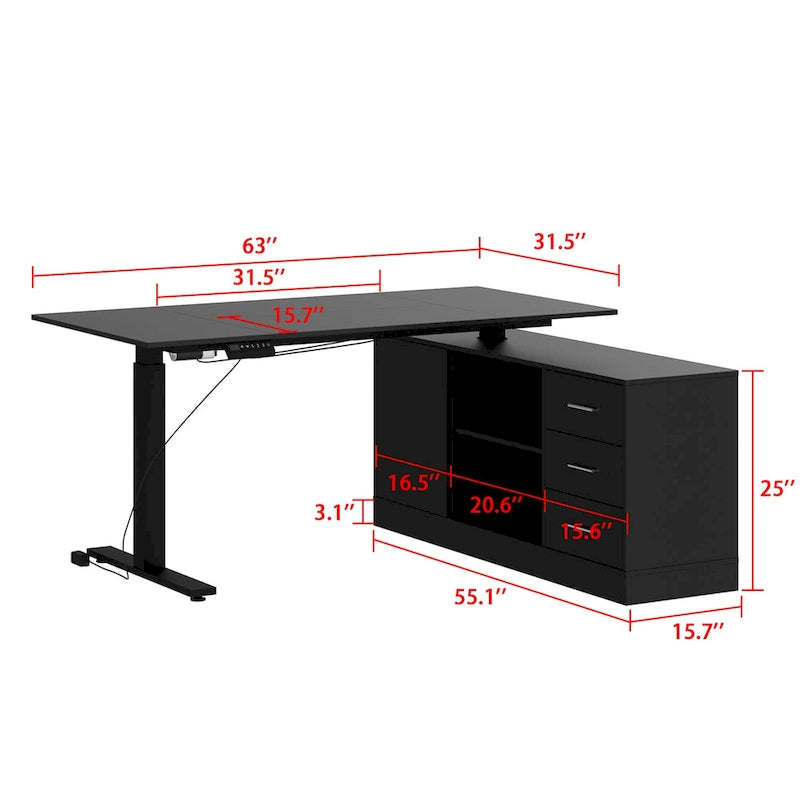 Office Solution: 63 Scrivania regolabile in altezza elettrica da computer, colore bianco