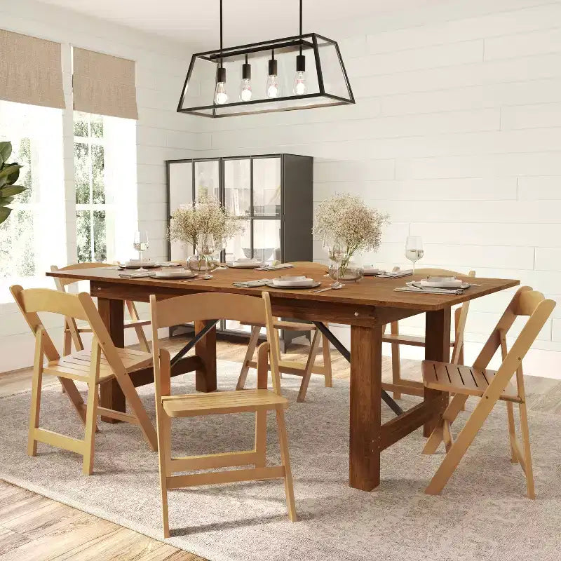 Sedia da pranzo Merrick Lane in legno massiccio con design pieghevole e finitura elegante