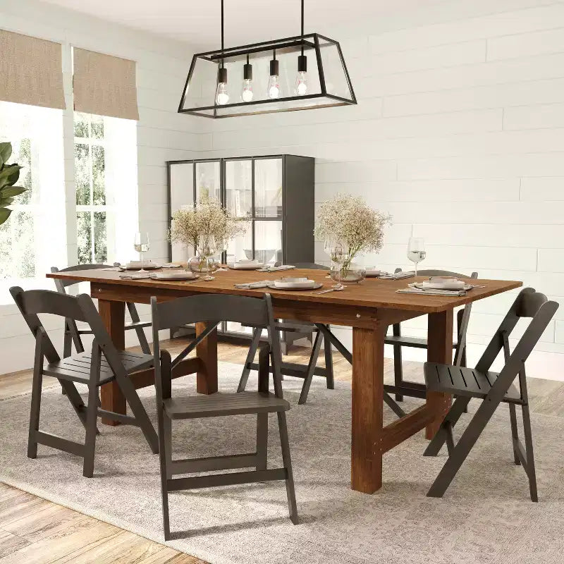 Sedia da pranzo Merrick Lane in legno massiccio con design pieghevole e finitura elegante