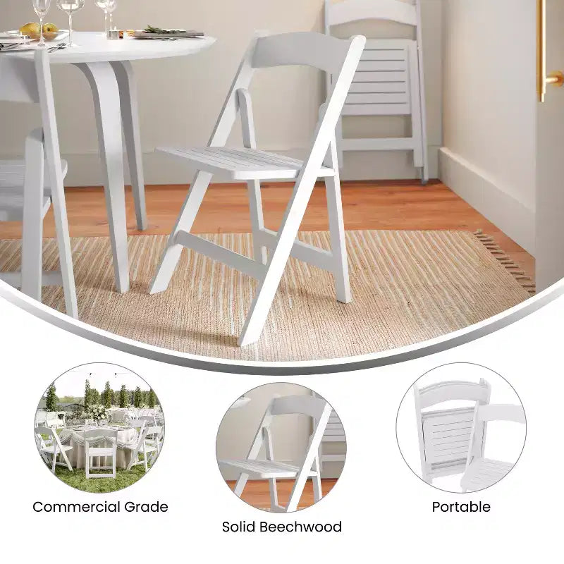 Sedia da pranzo Merrick Lane in legno massiccio con design pieghevole e finitura elegante