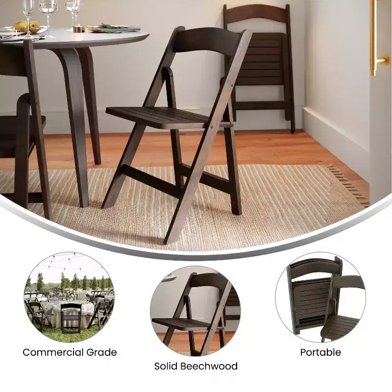 Sedia da pranzo Merrick Lane in legno massiccio con design pieghevole e finitura elegante
