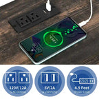 Set di 2 tavolini con cassetto e presa di corrente, tavolino laterale con luce LED e stazione di ricarica