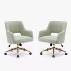 WestinTrends Genevieve Mid-Century Modern Swivel Office Chair With Wheels (Set Of 2), Desert Sage