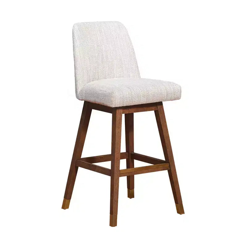 Armen Living Amalie Wood Finish with Fabric Swivel Barstool