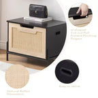 Panca portaoggetti in rattan con cuscino per ingresso, soggiorno, camera da letto, nero