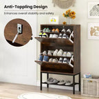 Costway Scarpiera Industriale con 2 Cassetti a Ribalta e 1 Ripiano Inferiore in Metallo Organizer