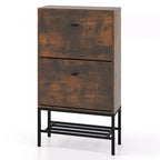 Costway Scarpiera Industriale con 2 Cassetti a Ribalta e 1 Ripiano Inferiore in Metallo Organizer