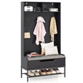 Costway 69 Tall Hall Tree with Seat Cushion Open Compartments Hooks Lift-top Storage White/Black/Rustic Brown