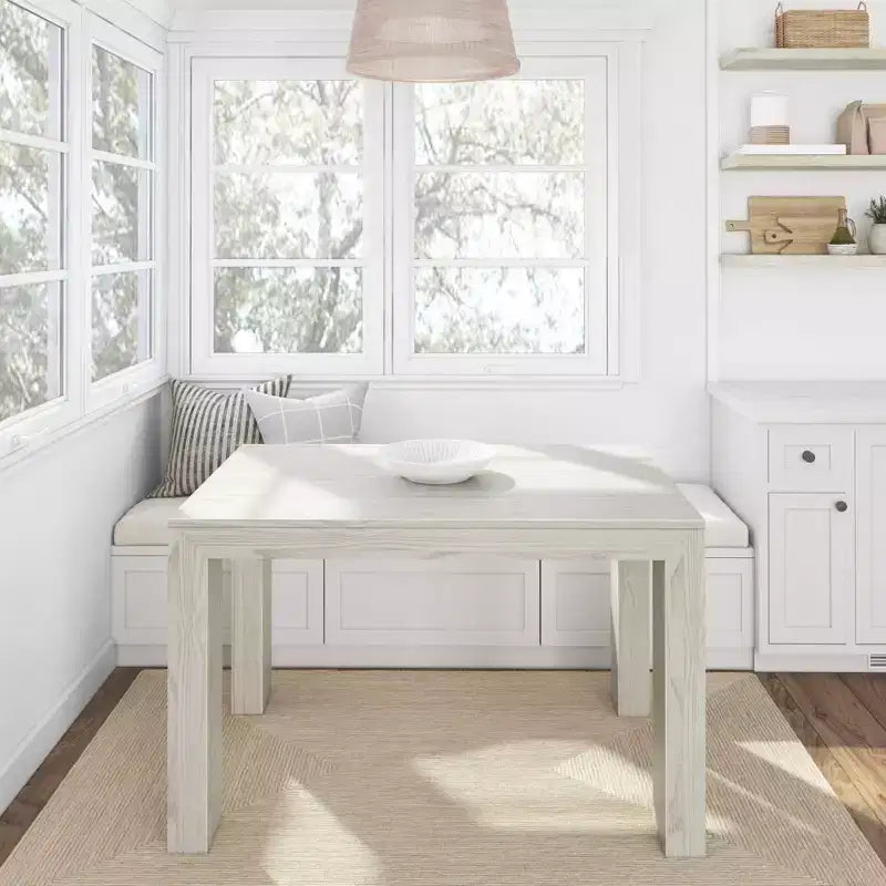 Plank+Beam 48 Tavolo da Pranzo Moderno per 4 Persone, Tavolo da Pranzo Rettangolare in Legno Massello per Cucina/Sala da Pranzo