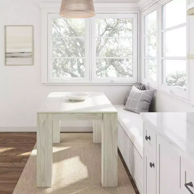 Plank+Beam 48 Tavolo da Pranzo Moderno per 4 Persone, Tavolo da Pranzo Rettangolare in Legno Massello per Cucina/Sala da Pranzo