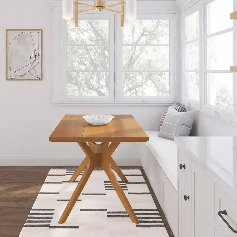 Tavolo da pranzo rettangolare per 6 persone Plank+Beam 48 Verso, gambe a croce in legno massello per cucina