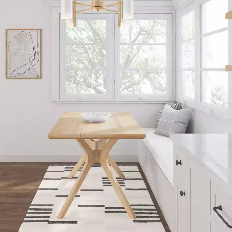 Tavolo da pranzo rettangolare per 6 persone Plank+Beam 48 Verso, gambe a croce in legno massello per cucina